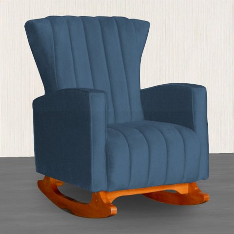 Poltrona Estofada de Balanço Melinda Suede Azul Royal - Lm Decor