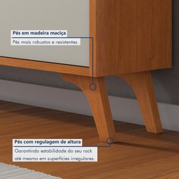 Rack para Tv até 75 Polegadas Pés Madeira Maciça 237cm Piazza New - 11