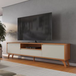 Rack para Tv até 75 Polegadas Pés Madeira Maciça 237cm Piazza New - 1