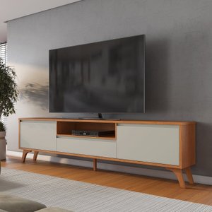 Rack para Tv até 75 Polegadas Pés Madeira Maciça 237cm Piazza New