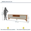 Ver imagem 3 de Rack para TV até 75 Polegadas 100% MDF 237cm Pés em Madeira Maciça Piazza New Bege