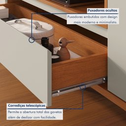 Rack para Tv até 75 Polegadas Pés Madeira Maciça 237cm Piazza New - 7