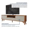Rack para Tv até 75 Polegadas Pés Madeira Maciça 237cm Piazza New - 6