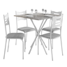 Conjunto de Mesa com 4 Cadeiras Diamante Reta Mdf 15mm Fibra - Branco/cinza - 1