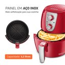 Ver imagem 2 de Fritadeira sem Óleo Air Fryer 3,2l, Mondial Vermelho e Inox 1500w Af-34-r 127v