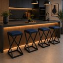 Ver imagem 2 de Kit 4 Banqueta Metal Moderno Balcão Bancada Cozinha Bistrô Couro Sintético