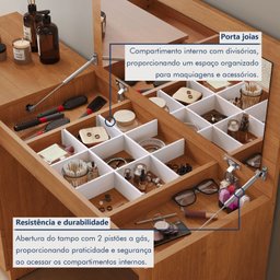 Penteadeira Camarim com Porta Joias e Tampo Reclinável 4 Gavetas Afrodite 100%mdf - 11