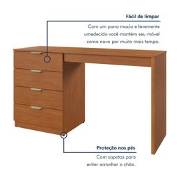 Penteadeira Camarim com Porta Joias e Tampo Reclinável 4 Gavetas Afrodite 100%mdf - 12