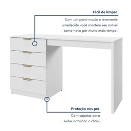 Penteadeira Camarim com Porta Joias e Tampo Reclinável 4 Gavetas Afrodite 100%mdf - 12