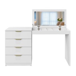 Penteadeira Camarim com Porta Joias e Tampo Reclinável 4 Gavetas Afrodite 100%mdf - 4