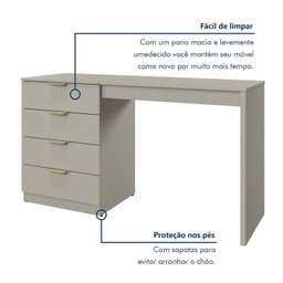 Penteadeira Camarim com Porta Joias e Tampo Reclinável 4 Gavetas Afrodite 100%mdf - 11
