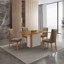 Ver imagem 1 de Mesa de Jantar Isadora 4 Lugares Retangular MDF 120cm Bege com Cadeiras Carolina Moderna