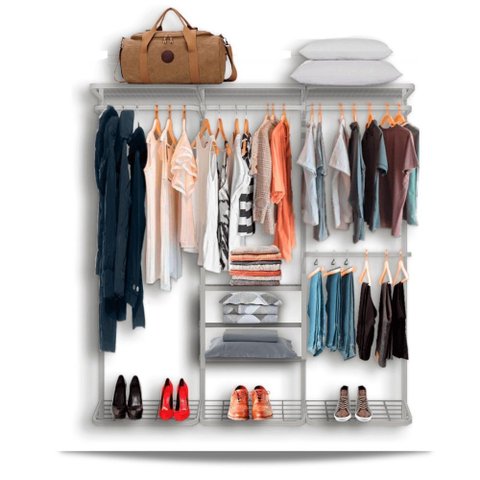 Cabideiro Arara Closet Casal Prateleira Aço Aramado - 1,90m - Branco