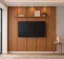 Ver imagem 1 de Painel Moderno para TV até 75 Polegadas 100% MDF 232CMX250CM Prateleira Marrom