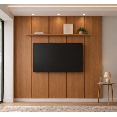 Painel para Tv 75 Polegadas 250cmx232cm com Prateleira 100% Mdf Moderno