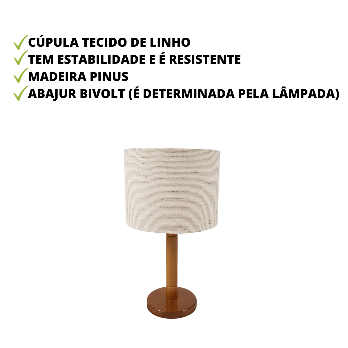 Abajur Sofia para Quarto Luminária Cúpula Linho - 2