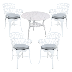 Conjunto Jardim Nossa Kasa Mesa 80cm + 4 Cadeiras Piscina