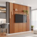 Ver imagem 1 de Painel para TV até 75 Polegada 100% MDF com Prateleira 234 x 250cm com 2 LED'S Cascata Apolo Moderno