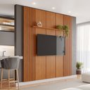 Ver imagem 1 de Painel para TV até 75 Polegadas 100% MDF 234CMX250CM Prateleira Apolo Marrom