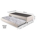 Ver imagem 2 de Bicama Box Solteiro Linho Bege 96x203x28 Cm com Colchão Auxiliar Ecoflex