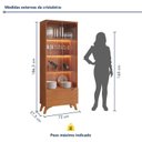 Ver imagem 3 de Cristaleira 2 Portas 1 Gaveta 3 Prateleiras com LED Pés em Madeira Maciça Grecia New Marrom/Marromle