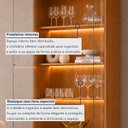 Ver imagem 5 de Cristaleira 2 Portas 1 Gaveta 3 Prateleiras com LED Pés em Madeira Maciça Grecia New Marrom/Marromle