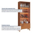 Ver imagem 5 de Cristaleira 2 Portas 1 Gaveta 3 Prateleiras com Led Pés em Madeira Maciça Grecia New