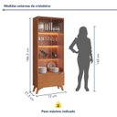 Ver imagem 3 de Cristaleira 2 Portas 1 Gaveta 3 Prateleiras com Led Pés em Madeira Maciça Grecia New