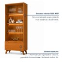 Ver imagem 7 de Cristaleira 2 Portas 1 Gaveta 3 Prateleiras com LED Pés em Madeira Maciça Grecia New Marrom/Marromle