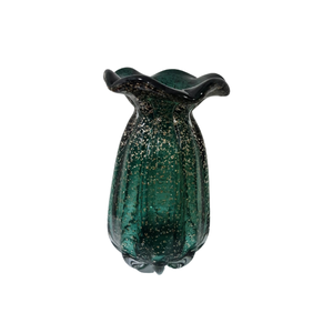 Vaso Decorativo Em Murano Verde com Dourado - M