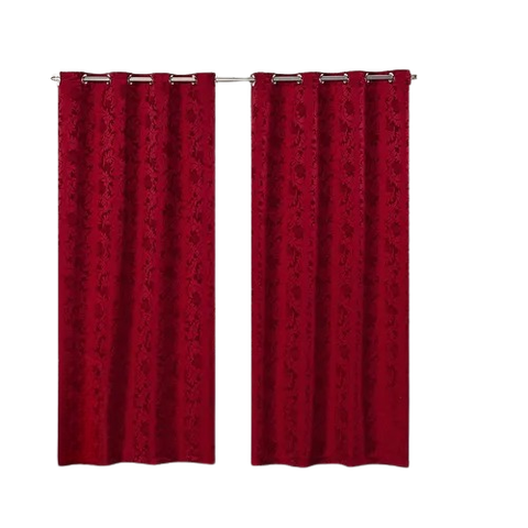 Cortina Jacquard 5,00x2,30 Para Varão Simples:Vermelho