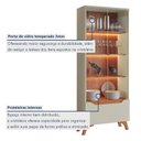 Ver imagem 5 de Cristaleira 2 Portas 1 Gaveta 3 Prateleiras com LED Pés em Madeira Maciça Grecia New Bege/Off White/Marromle