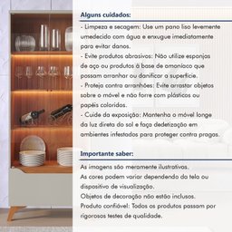 Cristaleira 2 Portas 1 Gaveta 3 Prateleiras com Led Pés em Madeira Maciça Grecia New - 11
