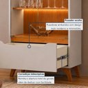Ver imagem 4 de Cristaleira 2 Portas 1 Gaveta 3 Prateleiras com LED Pés em Madeira Maciça Grecia New Bege/Off Whit