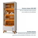 Ver imagem 7 de Cristaleira 2 Portas 1 Gaveta 3 Prateleiras com LED Pés em Madeira Maciça Grecia New Bege/Off Whit
