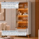 Ver imagem 6 de Cristaleira 2 Portas 1 Gaveta 3 Prateleiras com LED Pés em Madeira Maciça Grecia New Bege/Off Whit