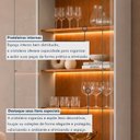 Ver imagem 5 de Cristaleira 2 Portas 1 Gaveta 3 Prateleiras com LED Pés em Madeira Maciça Grecia New Bege/Off Whit