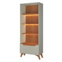 Ver imagem 2 de Cristaleira 2 Portas 1 Gaveta 3 Prateleiras com Led Pés em Madeira Maciça Grecia New