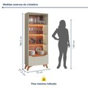 Ver imagem 3 de Cristaleira 2 Portas 1 Gaveta 3 Prateleiras com Led Pés em Madeira Maciça Grecia New
