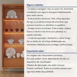 Cristaleira com Adega e Iluminação Led com Pés em Madeira Maciça Laqueado e 1 Gaveta Prime - 11