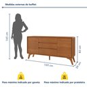 Ver imagem 4 de Buffet 2 Portas 3 Gavetas 165cm Pés em Madeira Maciça Ares