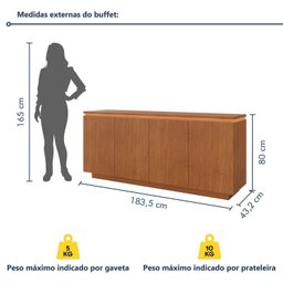 Buffet 4 Portas com Led Lux 100% Mdf - 3