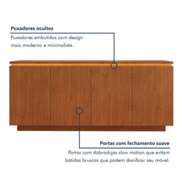 Buffet 4 Portas com Led Lux 100% Mdf - 13