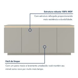 Buffet 4 Portas com Led 183,5 Cm Lux 100% Mdf - 6