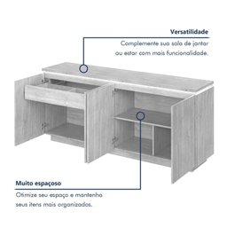 Buffet 4 Portas com Led 183,5 Cm Lux 100% Mdf - 12