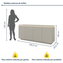 Buffet 4 Portas com Led 183,5 Cm Lux 100% Mdf - 3