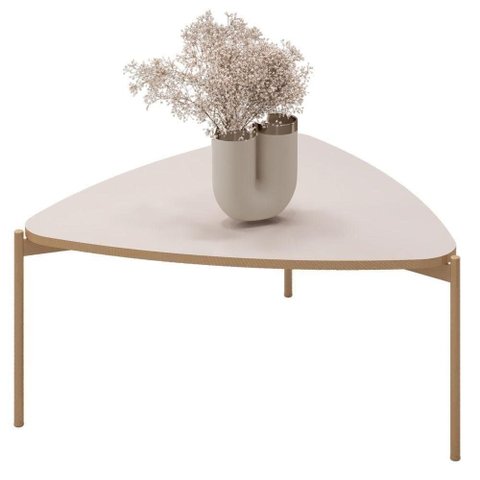 Mesa de Centro Lina Oval MDF Metal Pintado 76.5cm Off White DJ Móveis
