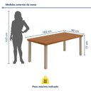 Ver imagem 3 de Mesa de Jantar 6 Lugares Industrial Madeira Maciça 160x90cm Athenas Marrom Dourado/Marrom