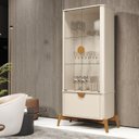 Ver imagem 5 de Kit 2 Peças com Cristaleira e Buffet Cantos Curvos com Vidro 100% MDF e Madeira Maciça Buriti Branco