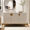 Ver imagem 6 de Kit 2 Peças com Cristaleira e Buffet Cantos Curvos com Vidro 100% MDF e Madeira Maciça Buriti Branco